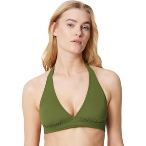 Amazon Essentials Women’s Light-Support Padded Tie Halter Bikini Swimsuit Top (Available in Plus Size)(Olive)