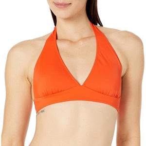 Amazon Essentials Women’s Light-Support Padded Tie Halter Bikini Swimsuit Top (Available in Plus Size)(Orange)