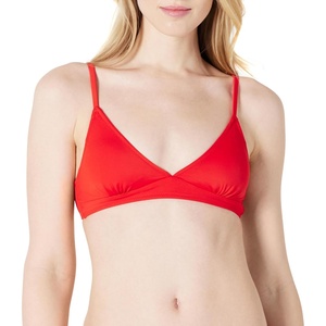 Amazon Essentials Women’s Light-Support Triangle Bikini Swimsuit Top with Adjustable Straps(Bright Poppy Red)