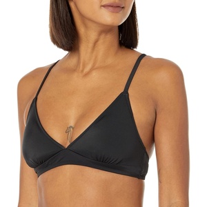 Amazon Essentials Women’s Light-Support Triangle Bikini Swimsuit Top with Adjustable Straps(Washed Black)