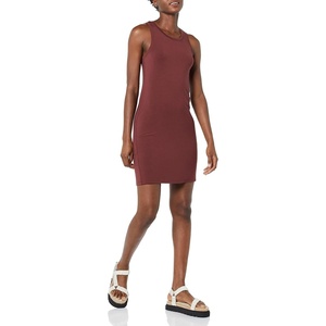 Amazon Essentials Women’s Lightweight Jersey Slim-Fit Tank Mini Dress(Rich Chestnut Brown)