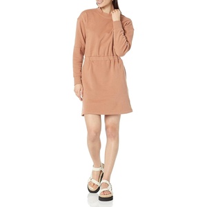 Amazon Essentials Women’s Long Sleeve Sweatshirt Dress(Light Brown)