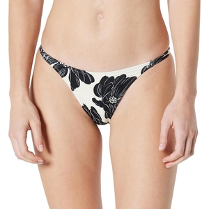Amazon Essentials Women’s Low Rise No-tie String Swim Bikini Bottom(Cream Black Floral)
