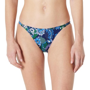 Amazon Essentials Women’s Low Rise No-tie String Swim Bikini Bottom(Deep Blue Paisley)