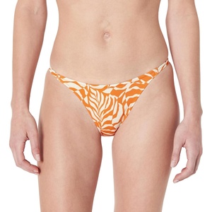 Amazon Essentials Women’s Low Rise No-tie String Swim Bikini Bottom(Rust Orange Abstract Palms)