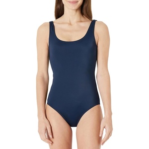 Amazon Essentials Women’s One-Piece Scoop Neck Coverage Swimsuit (Available in Plus Size)(Navy)