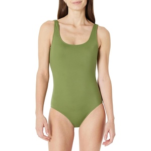 Amazon Essentials Women’s One-Piece Scoop Neck Coverage Swimsuit (Available in Plus Size)(Olive)