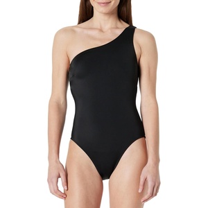Amazon Essentials Women’s One-Shoulder One-Piece Swimsuit(Washed Black)