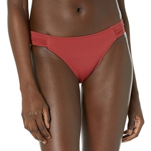Amazon Essentials Women’s Ruched Side Tab Full Coverage Bikini Swimsuit Bottom(Brick Red)