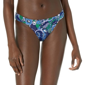 Amazon Essentials Women’s Ruched Side Tab Full Coverage Bikini Swimsuit Bottom(Deep Blue Paisley)