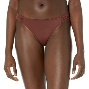 Amazon Essentials Women’s Ruched Side Tab Full Coverage Bikini Swimsuit Bottom(Deep Brown)