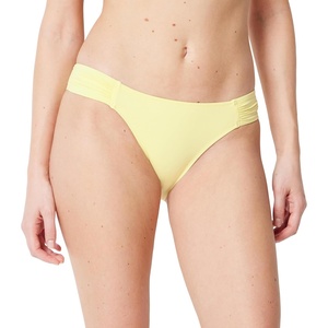 Amazon Essentials Women’s Ruched Side Tab Full Coverage Bikini Swimsuit Bottom(Light Yellow)