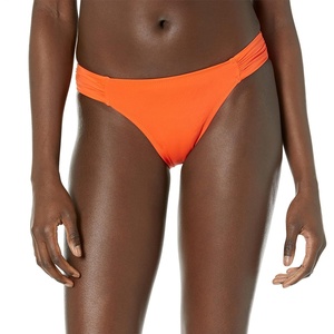 Amazon Essentials Women’s Ruched Side Tab Full Coverage Bikini Swimsuit Bottom(Orange)