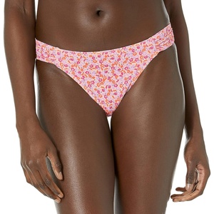 Amazon Essentials Women’s Ruched Side Tab Full Coverage Bikini Swimsuit Bottom(Pale Peach Micro Floral)