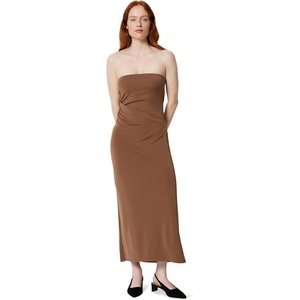 Amazon Essentials Women’s Slim-Fit Matte Jersey Strapless Maxi Dress(Chocolate)
