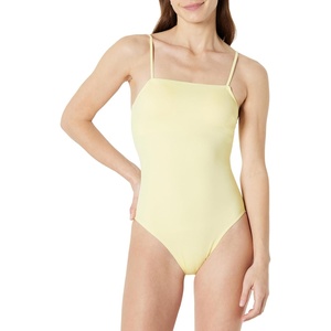Amazon Essentials Women’s Squareneck One-Piece Swimsuit(Light Yellow)
