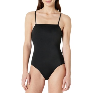 Amazon Essentials Women’s Squareneck One-Piece Swimsuit(Washed Black)