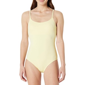 Amazon Essentials Women’s Thin Strap One-Piece Swimsuit with Adjustable Straps(Light Yellow)
