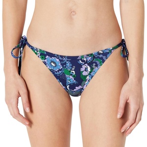 Amazon Essentials Women’s Tie Side Bikini Bottom(Deep Blue Paisley)