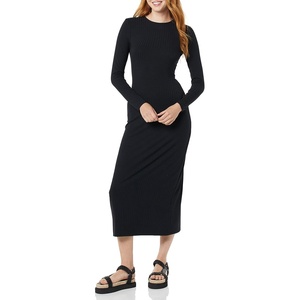 Amazon Essentials Women’s Wide Rib Open Back Long Sleeve Dress (Previously Daily Ritual)(Black)