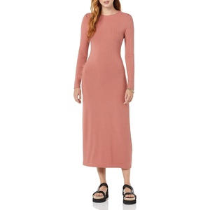 Amazon Essentials Women’s Wide Rib Open Back Long Sleeve Dress (Previously Daily Ritual)(Terracotta)