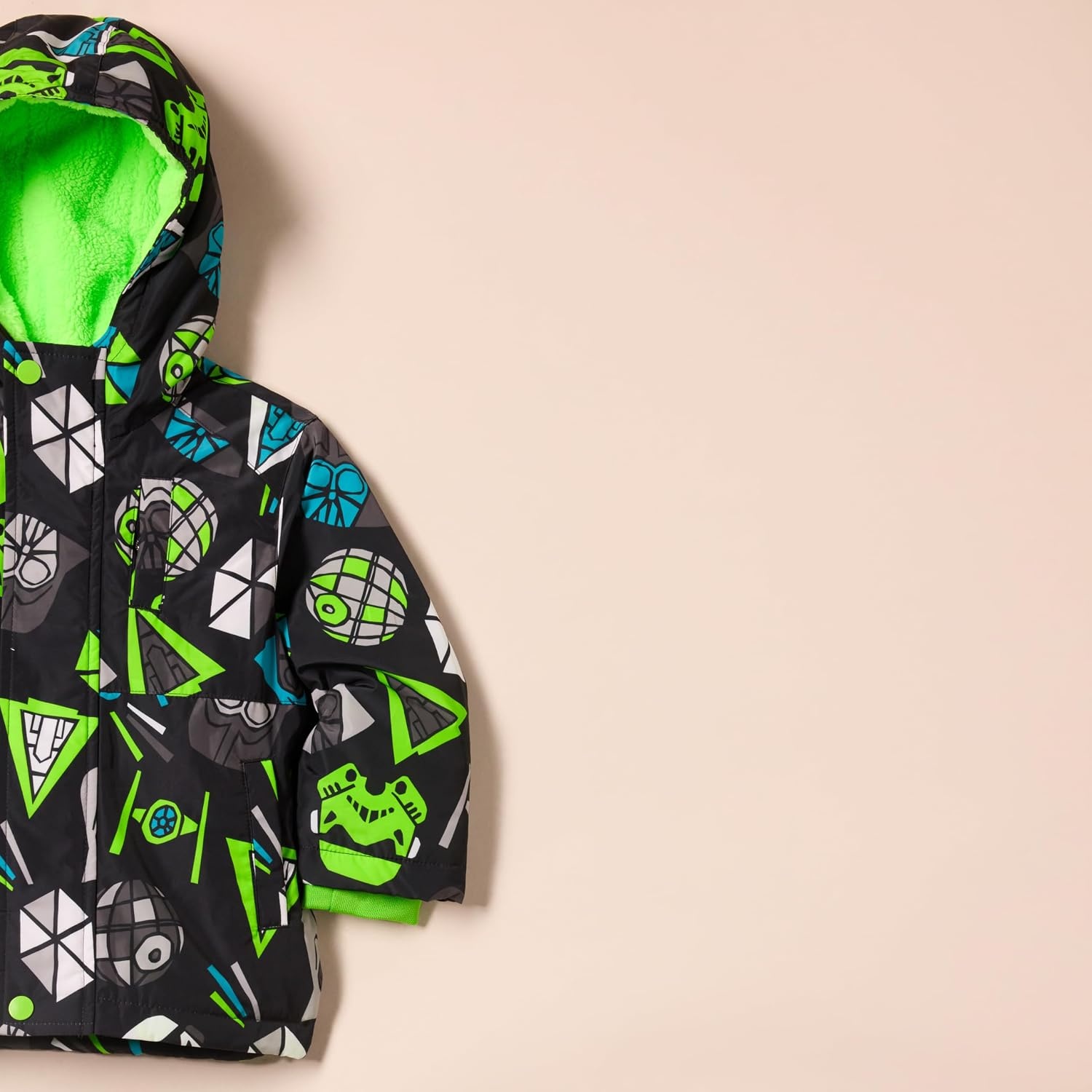 image:imageAmazon Essentials Disney Marvel Star Wars Boys and Toddlers Warm Puffer CoatsNeon Star Wars