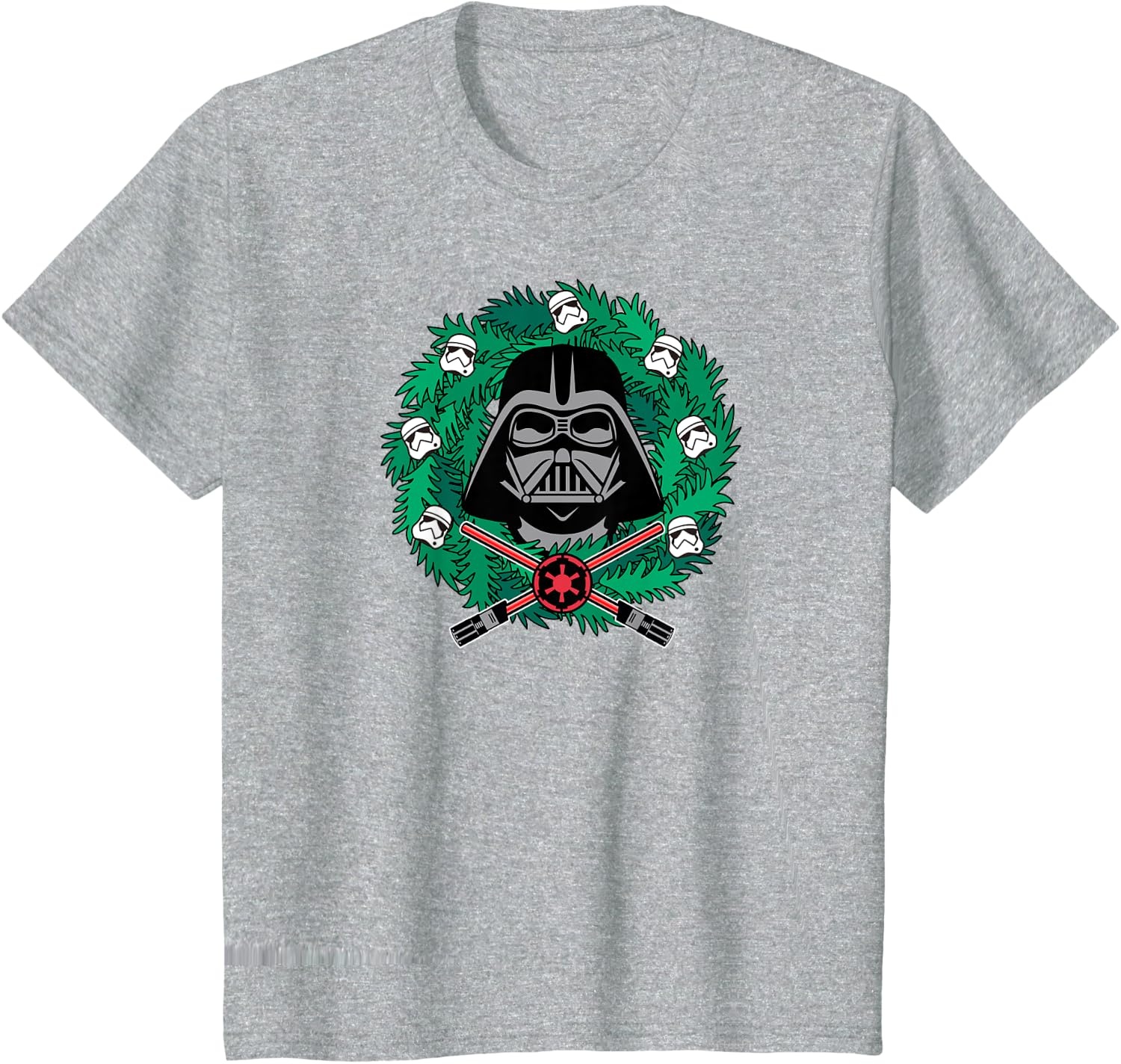 image:imageAmazon Essentials Mens Darth Vader Helmet Holiday Christmas Wreath TShirt Star Wars Darth SmallHeather Grey