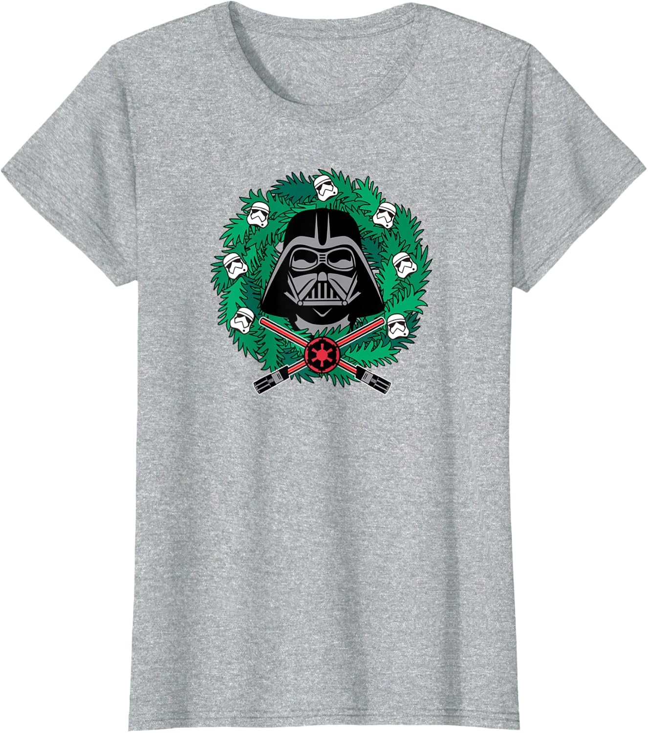 image:imageAmazon Essentials Mens Darth Vader Helmet Holiday Christmas Wreath TShirt Star Wars Darth SmallHeather Grey