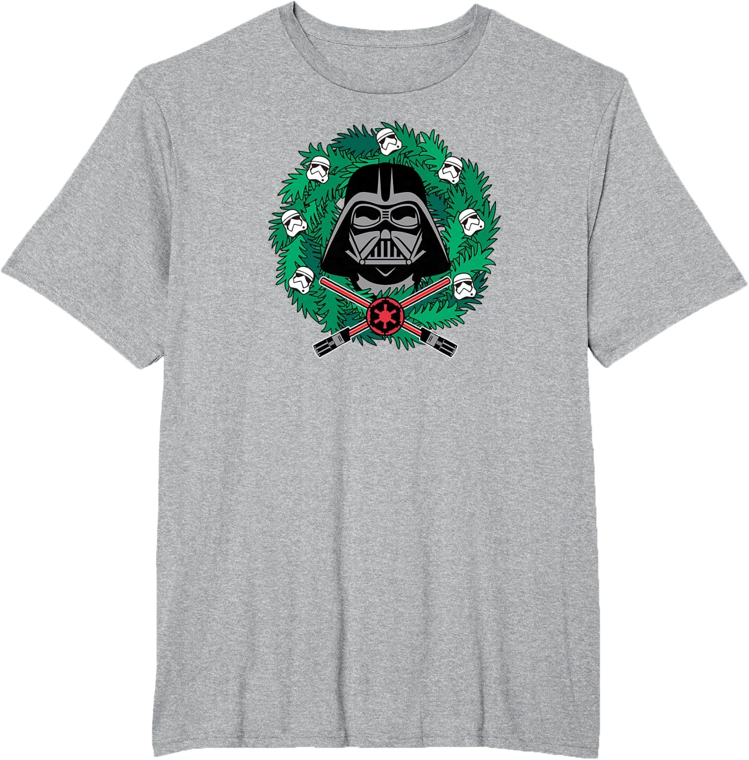 image:imageAmazon Essentials Mens Darth Vader Helmet Holiday Christmas Wreath TShirt Star Wars Darth SmallHeather Grey