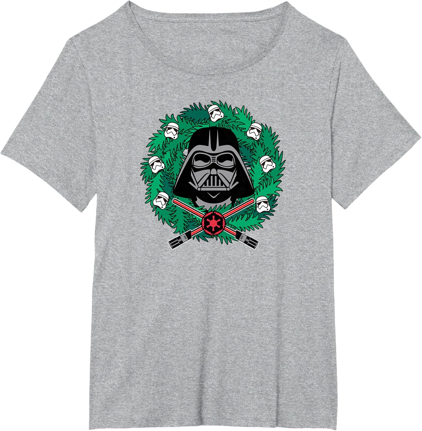 image:imageAmazon Essentials Mens Darth Vader Helmet Holiday Christmas Wreath TShirt Star Wars Darth SmallHeather Grey