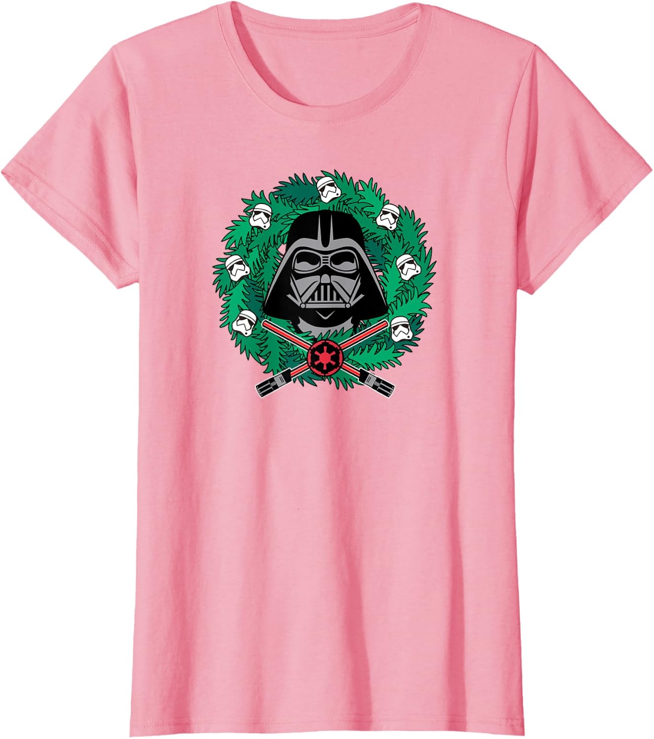 image:imageAmazon Essentials Mens Darth Vader Helmet Holiday Christmas Wreath TShirt Star Wars Darth SmallPink