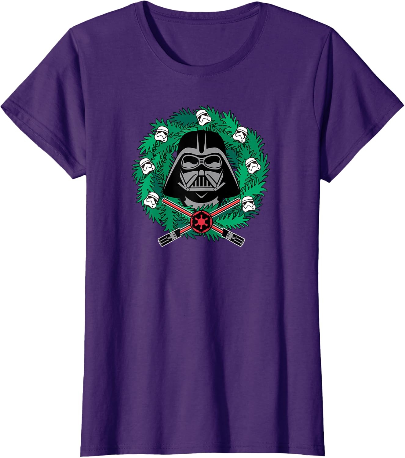 image:imageAmazon Essentials Mens Darth Vader Helmet Holiday Christmas Wreath TShirt Star Wars Darth SmallPurple
