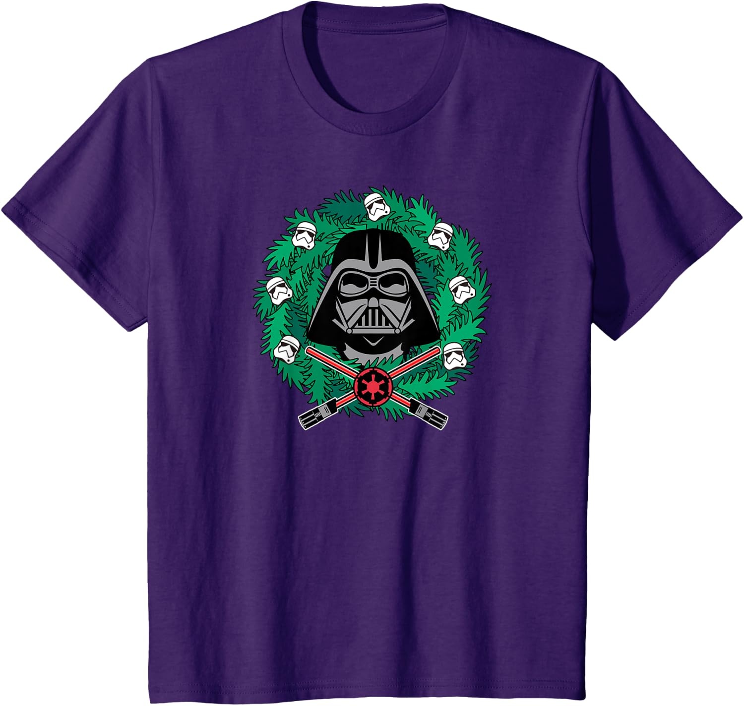 image:imageAmazon Essentials Mens Darth Vader Helmet Holiday Christmas Wreath TShirt Star Wars Darth SmallPurple
