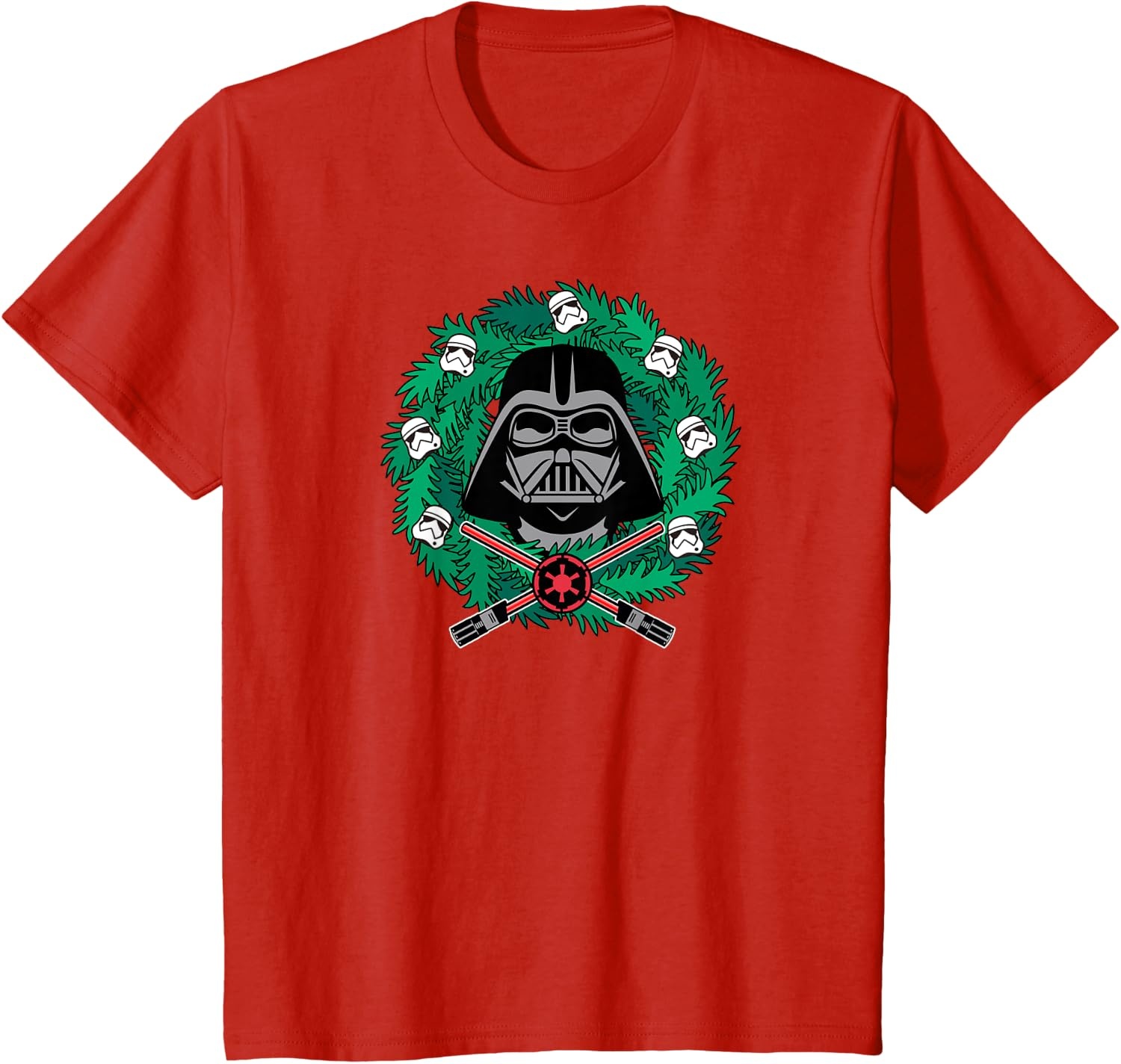 image:imageAmazon Essentials Mens Darth Vader Helmet Holiday Christmas Wreath TShirt Star Wars Darth SmallRed