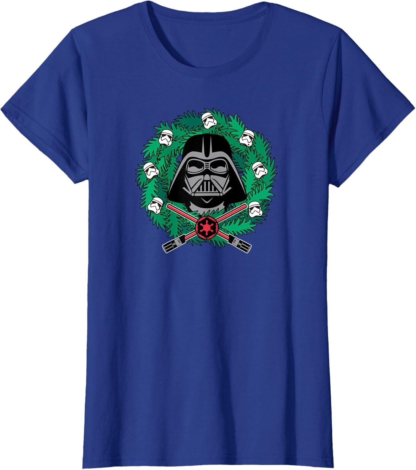 image:imageAmazon Essentials Mens Darth Vader Helmet Holiday Christmas Wreath TShirt Star Wars Darth SmallRoyal Blue
