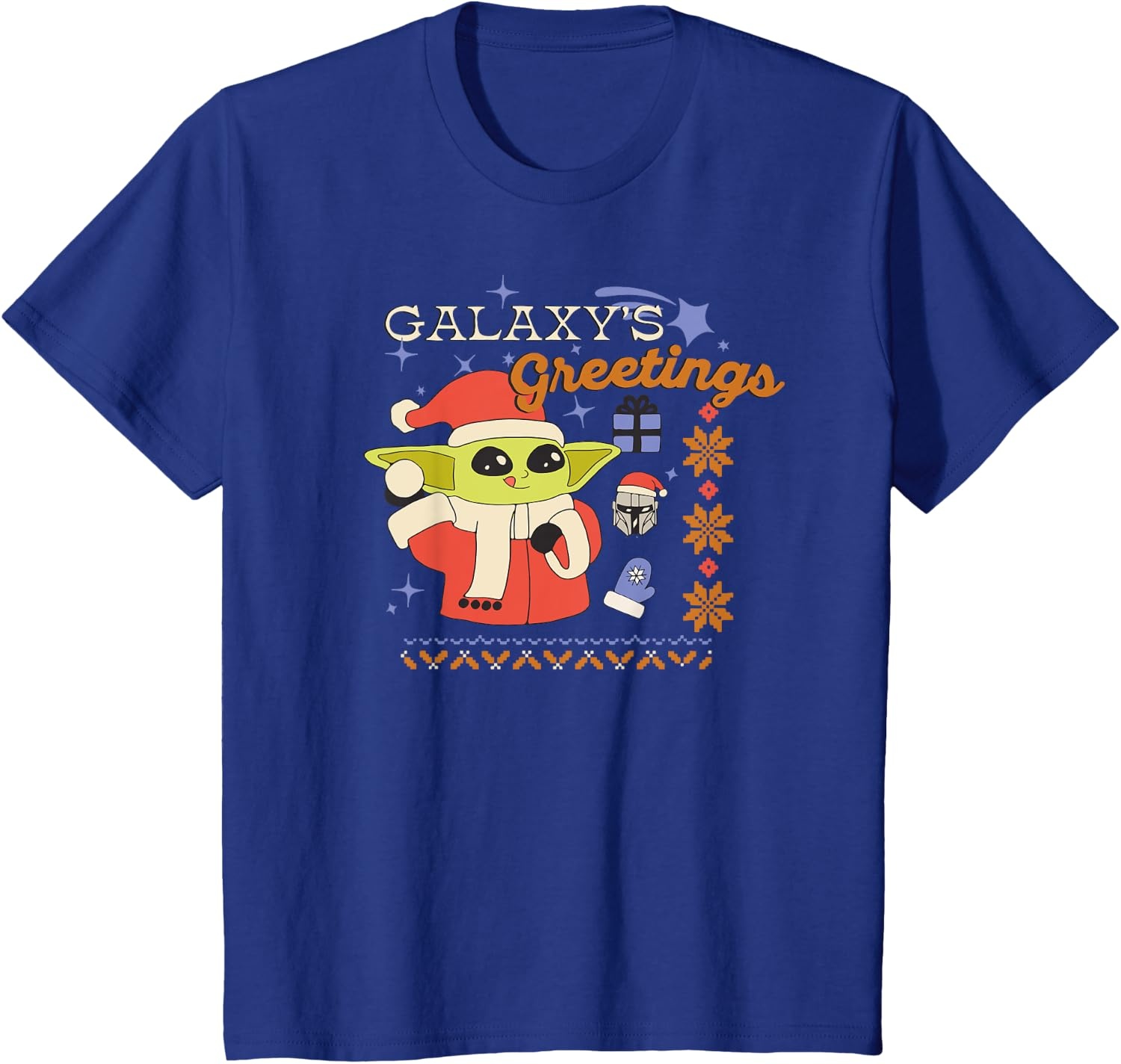 image:imageAmazon Essentials Mens The Mandalorian Grogu Christmas Holiday Galaxys Greetings TShirt Black Graphic Print SmallRoyal Blue