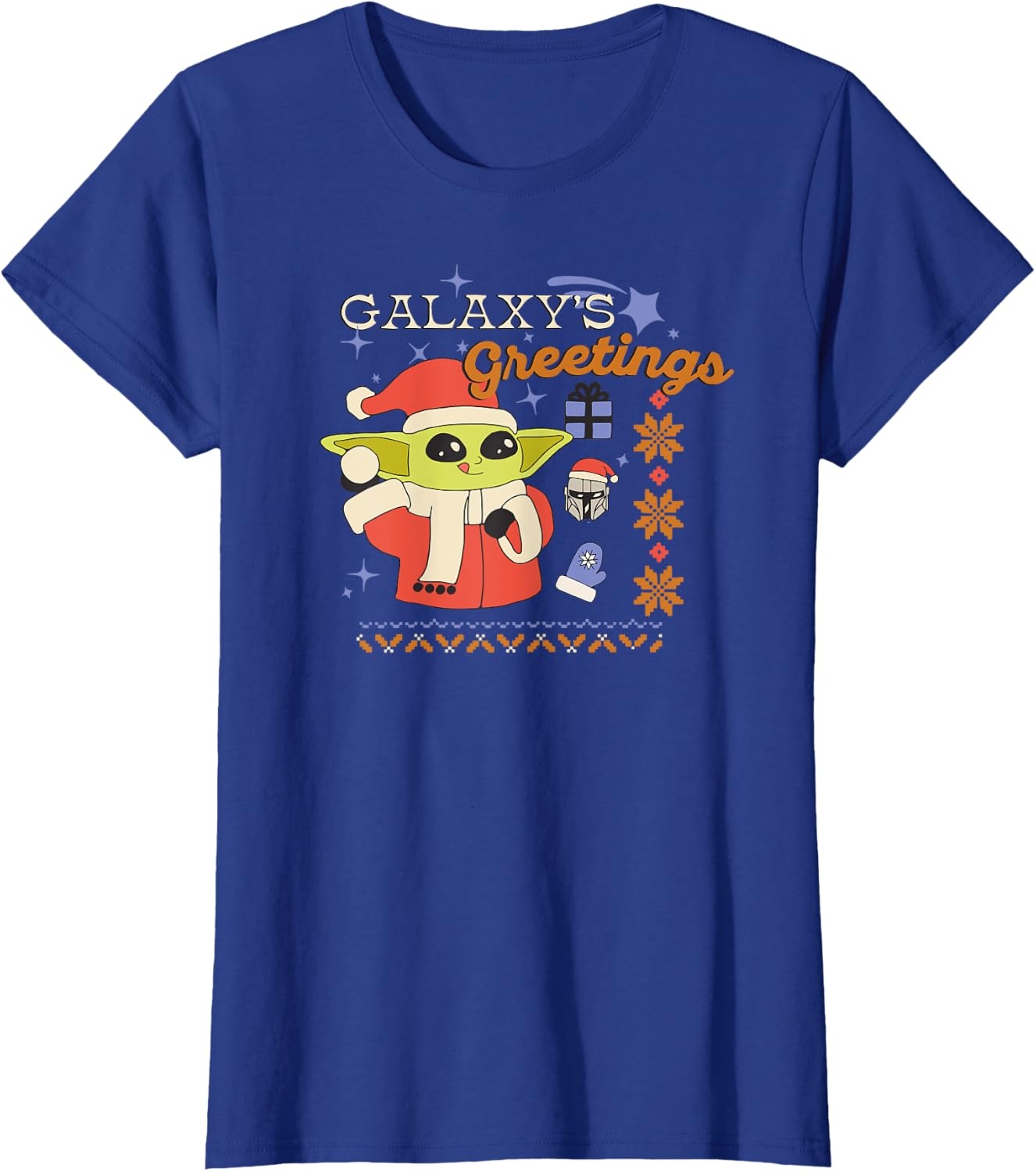 image:imageAmazon Essentials Mens The Mandalorian Grogu Christmas Holiday Galaxys Greetings TShirt Black Graphic Print SmallRoyal Blue