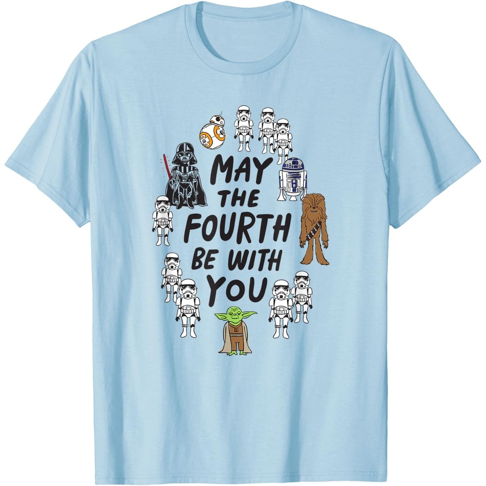 image:imageAmazon Essentials Boys May the Fourth Be With You Doodle Characters TShirt White SmallBaby Blue