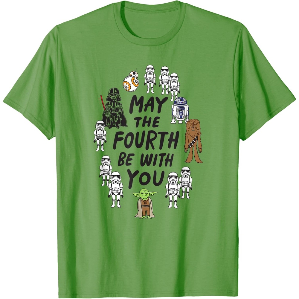 image:imageAmazon Essentials Boys May the Fourth Be With You Doodle Characters TShirt White SmallGrass Green