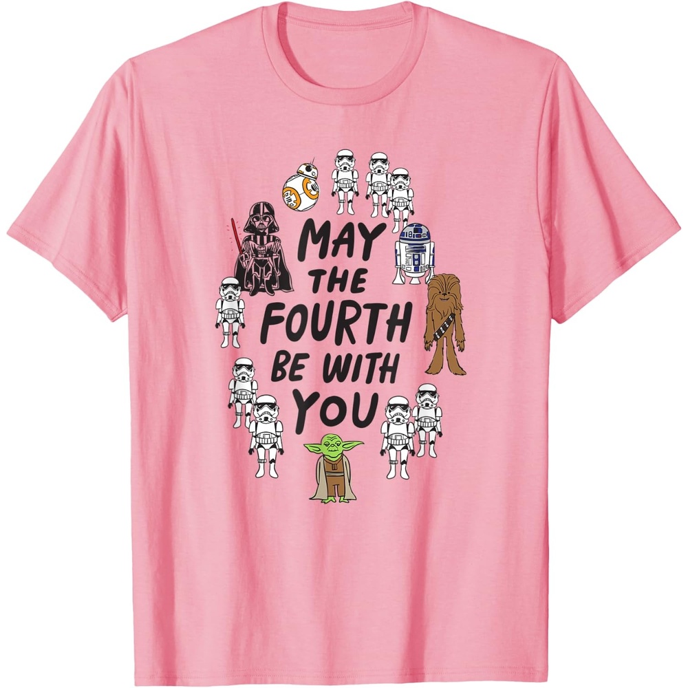 image:imageAmazon Essentials Boys May the Fourth Be With You Doodle Characters TShirt White SmallPink