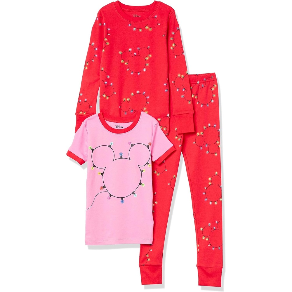 image:imageAmazon Essentials Disney  Marvel  Star Wars Babies Toddlers and Girls Pajama Set3piece Holiday Mickey Icon Lights