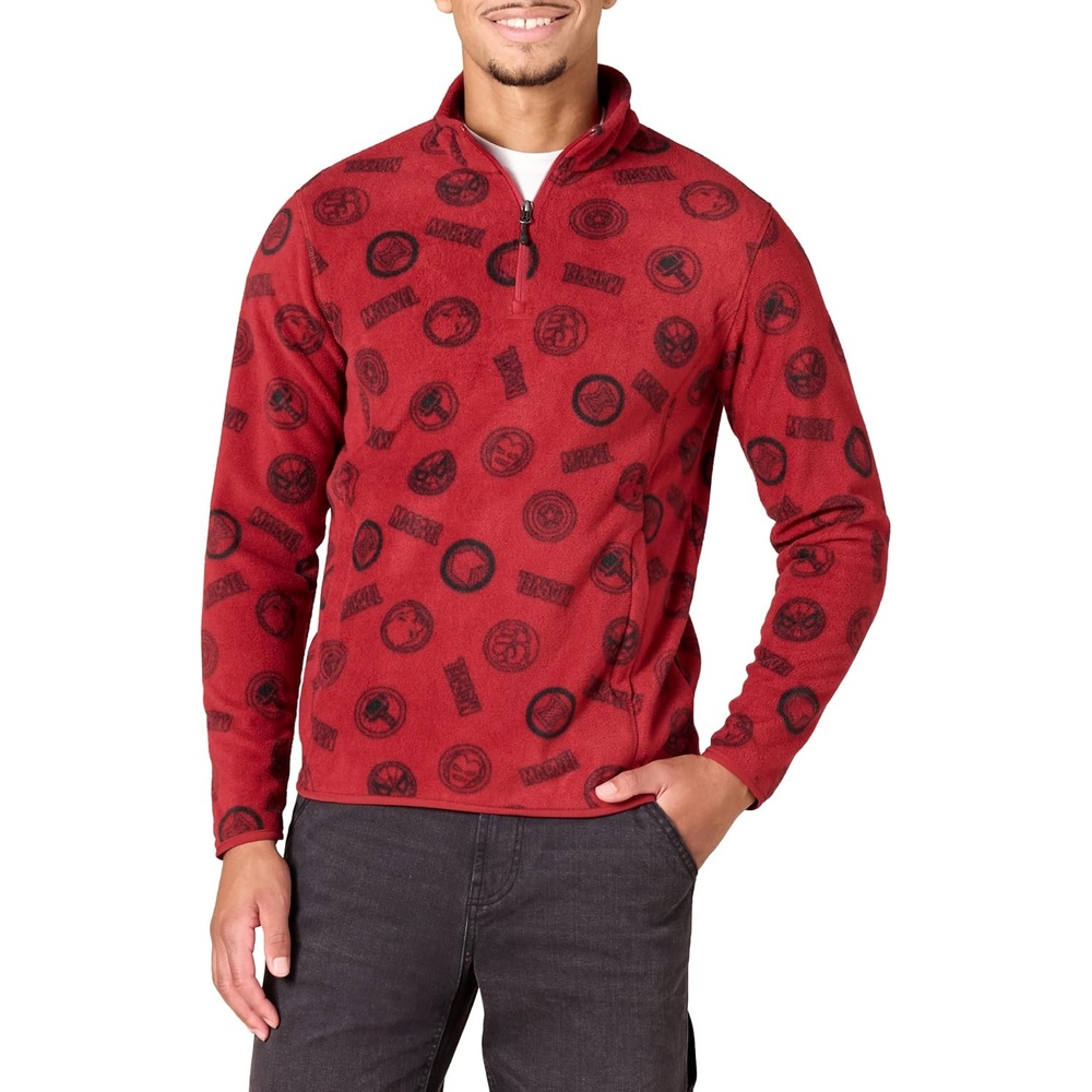 image:imageAmazon Essentials Disney Marvel Star Wars Mens Polar Fleece QuarterZip Mock Insulated Jackets Soft FleeceMarvel Logo