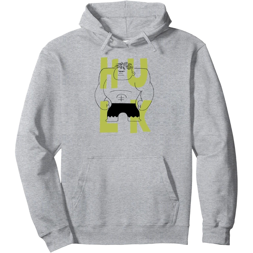 image:imageAmazon Essentials Marvel Avengers Cartoon Hulk Drawing Pullover HoodieHeather Grey