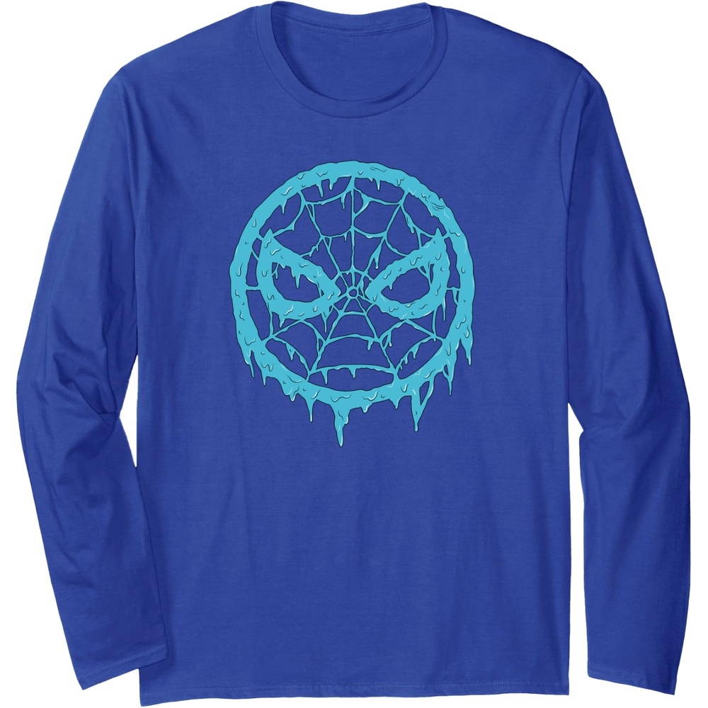 image:imageAmazon Essentials Marvel SpiderMan Dripping Blue Face Logo Long Sleeve TShirtRoyal Blue