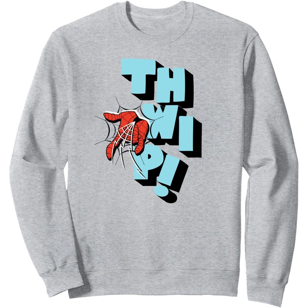 image:imageAmazon Essentials Marvel SpiderMan Hand Thwip WebSlinger SweatshirtHeather Grey