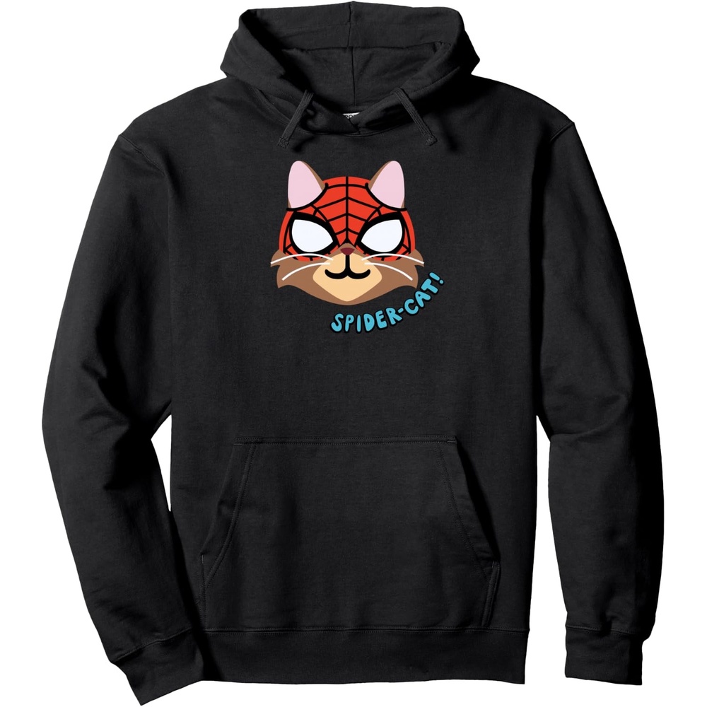 image:imageAmazon Essentials Marvel SpiderMan SpiderCat Portrait Pullover HoodieBlack