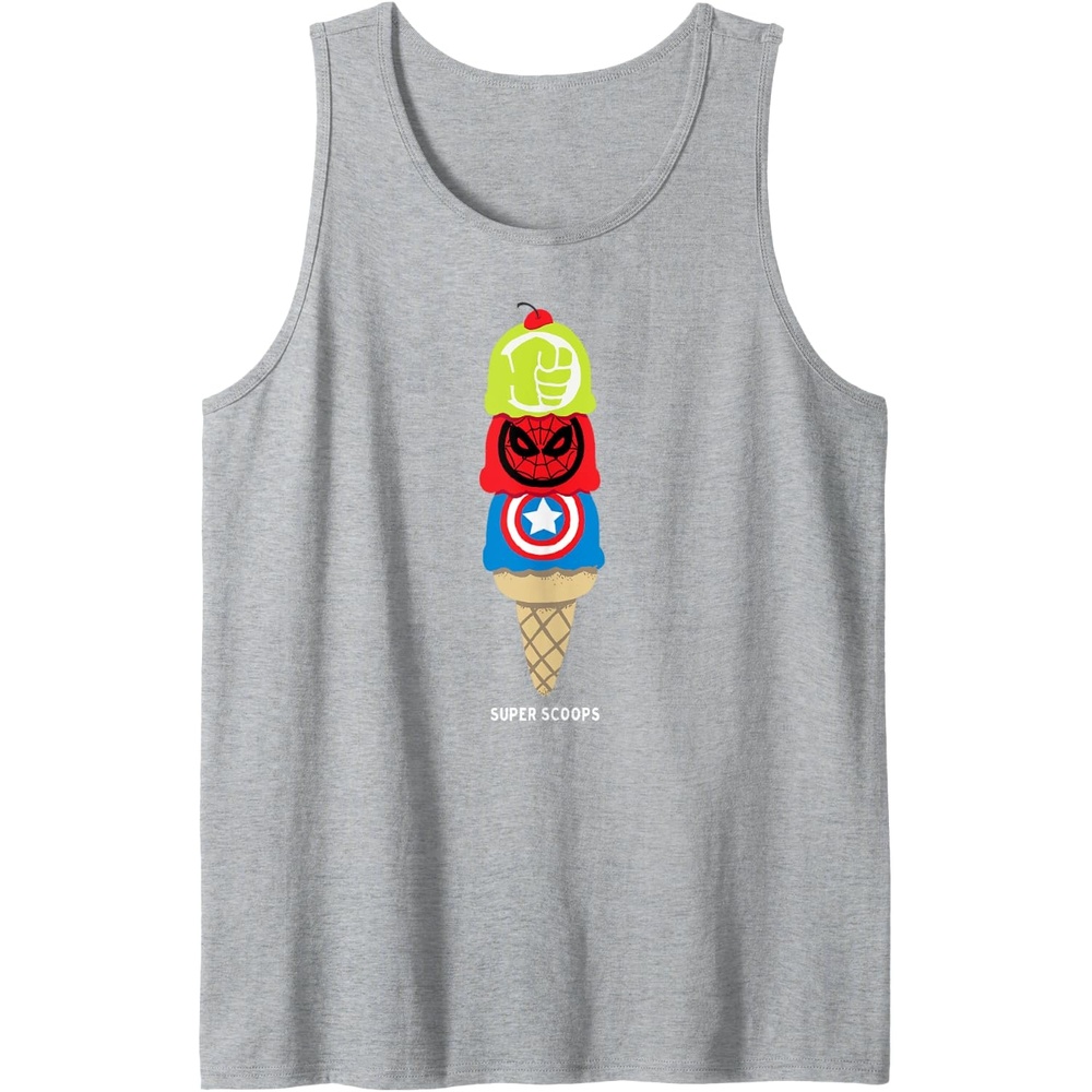 image:imageAmazon Essentials Marvel Super Heroes Ice Cream Cone Super Scoops Tank TopHeather Grey
