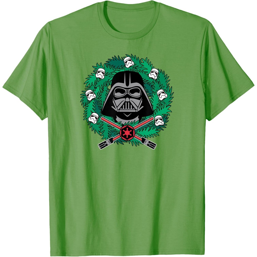 image:imageAmazon Essentials Mens Darth Vader Helmet Holiday Christmas Wreath TShirt Star Wars Darth SmallGrass Green
