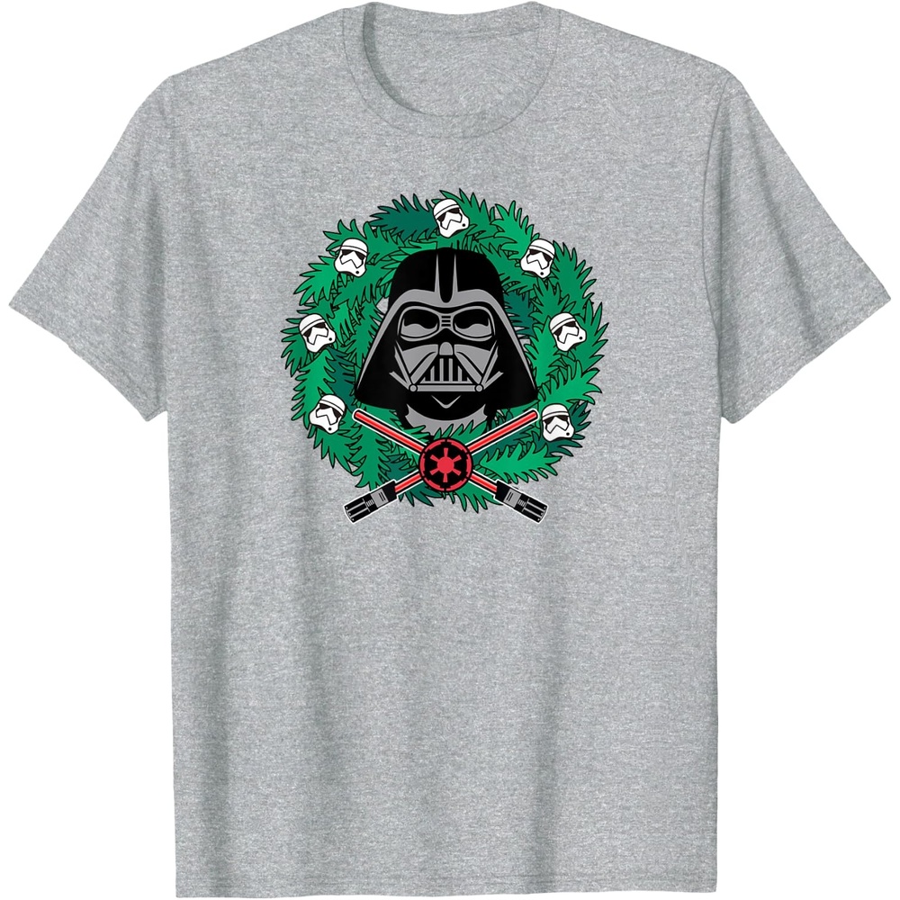 image:imageAmazon Essentials Mens Darth Vader Helmet Holiday Christmas Wreath TShirt Star Wars Darth SmallHeather Grey