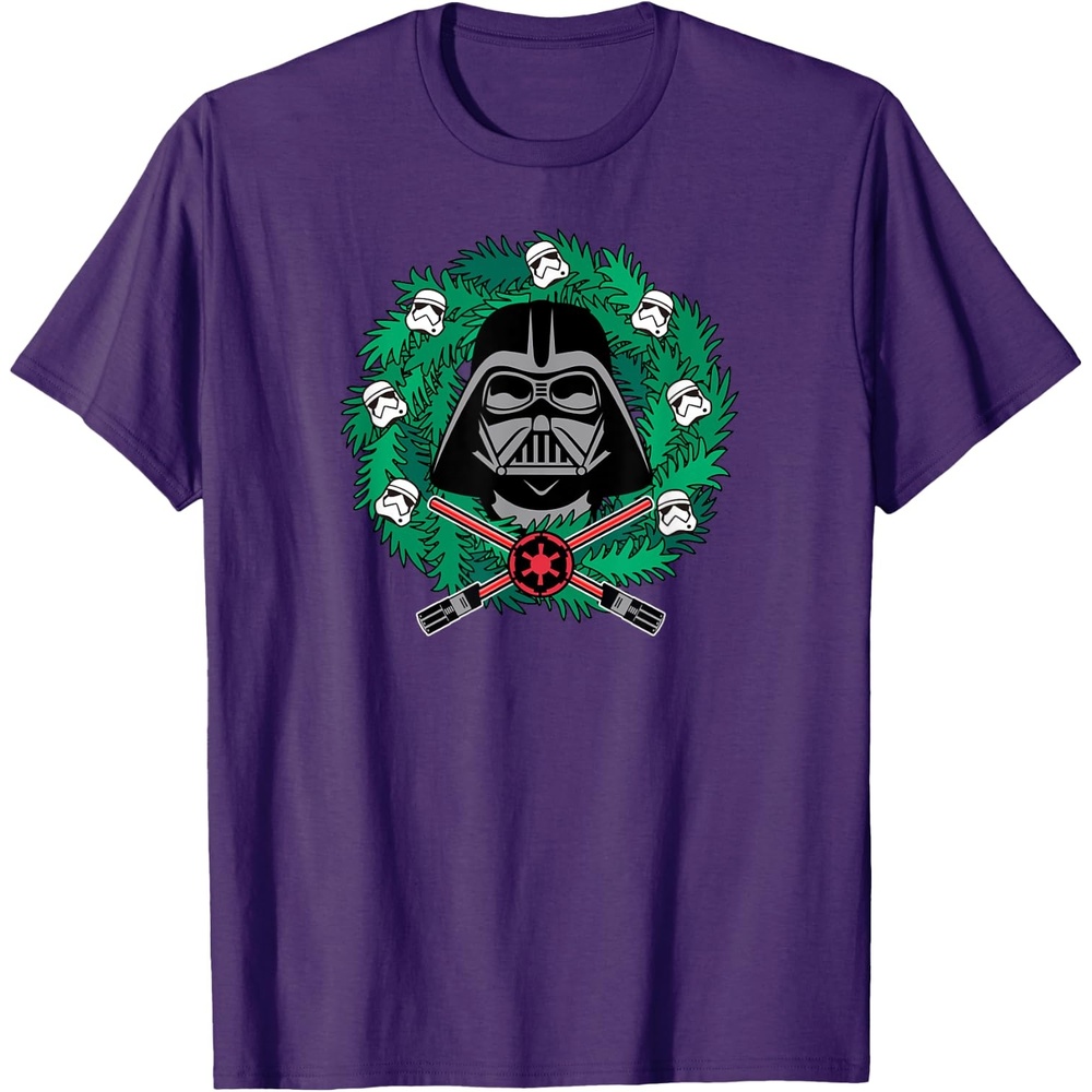 image:imageAmazon Essentials Mens Darth Vader Helmet Holiday Christmas Wreath TShirt Star Wars Darth SmallPurple